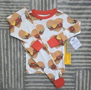 Honest Baby Clothing Organic Cotton Boy/Girl 2-Piece Long Sleeve Burger Pajamas